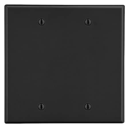 Hubbell Wiring Device-Kellems Wallplate, 2-Gang, 2 Box Mount Blank, Black P23BK